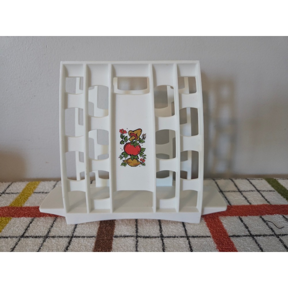 Vintage Alladin Plastics Pantry Mates Napkin Holder White Retro Tomato Mushroom